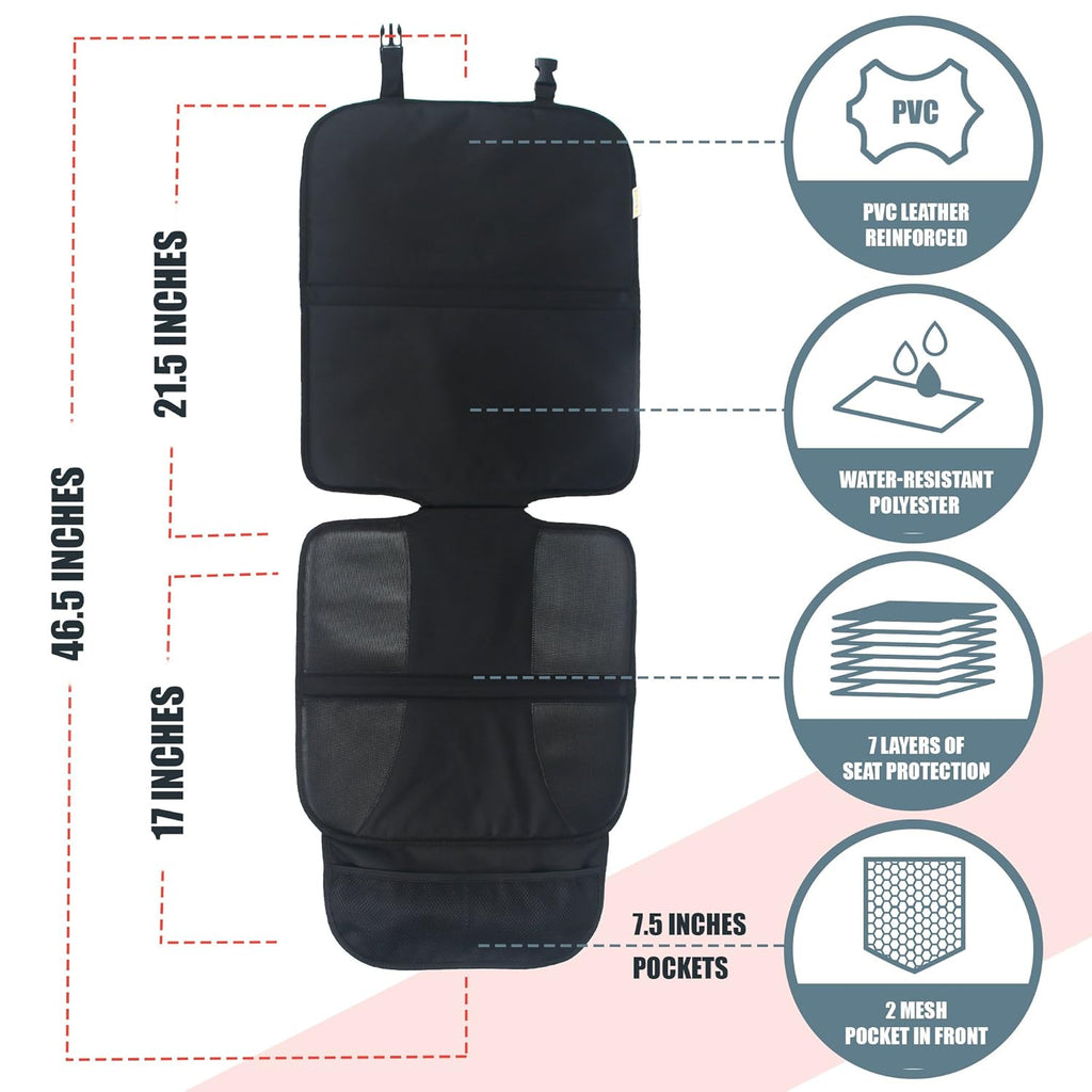 Double Baby Car Bundle - Car Seat Protector Cover, Baby Car Mirror, Kick Mat Organizer J94501