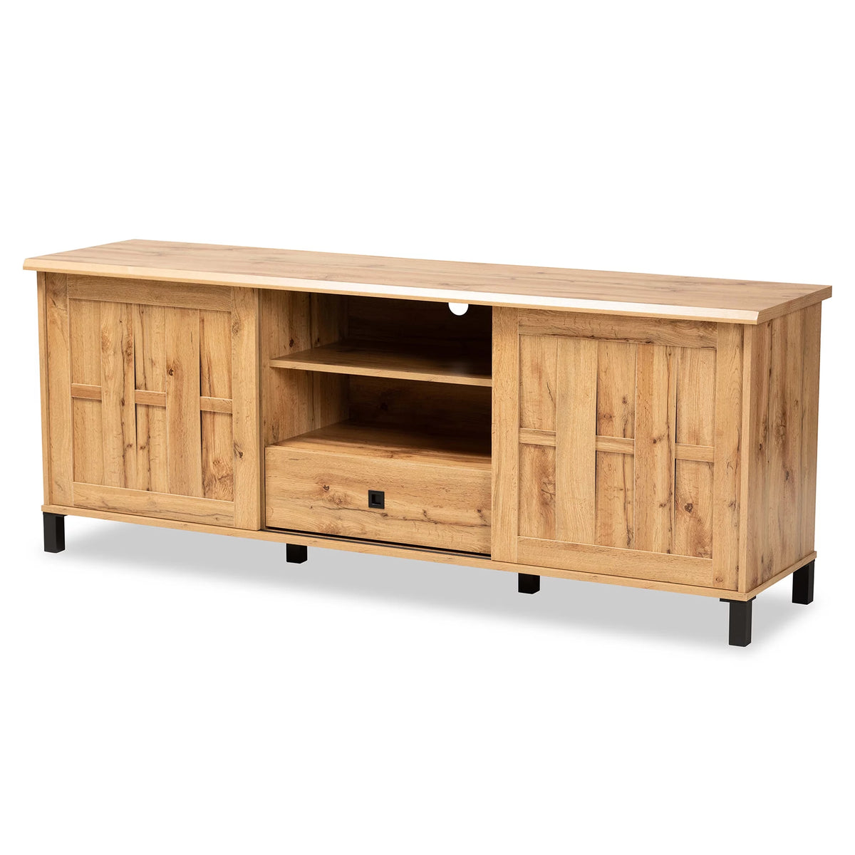 Oak Brown Wood 2-Door TV Stand V479507