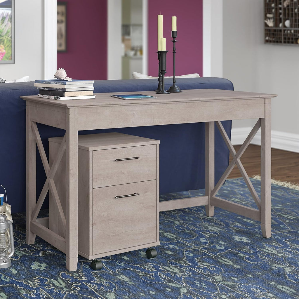 54W Computer Desk with Storage and 2 Drawer File Cabinet S40185