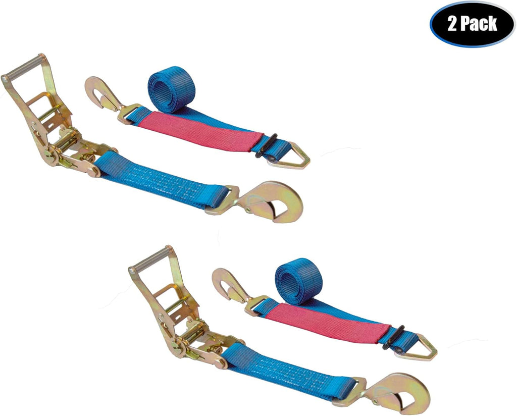 10' Axle Ratchet Tie Down Strap with Snap Hook (Green, 2-Pack) S142