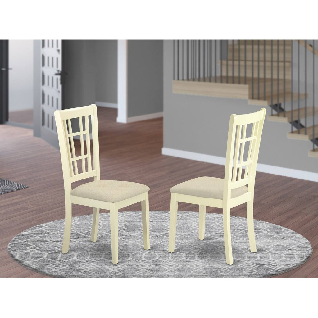 Buttermilk u0026 Brown Finish Wood Seat Dining Chair, Set of 2 R691