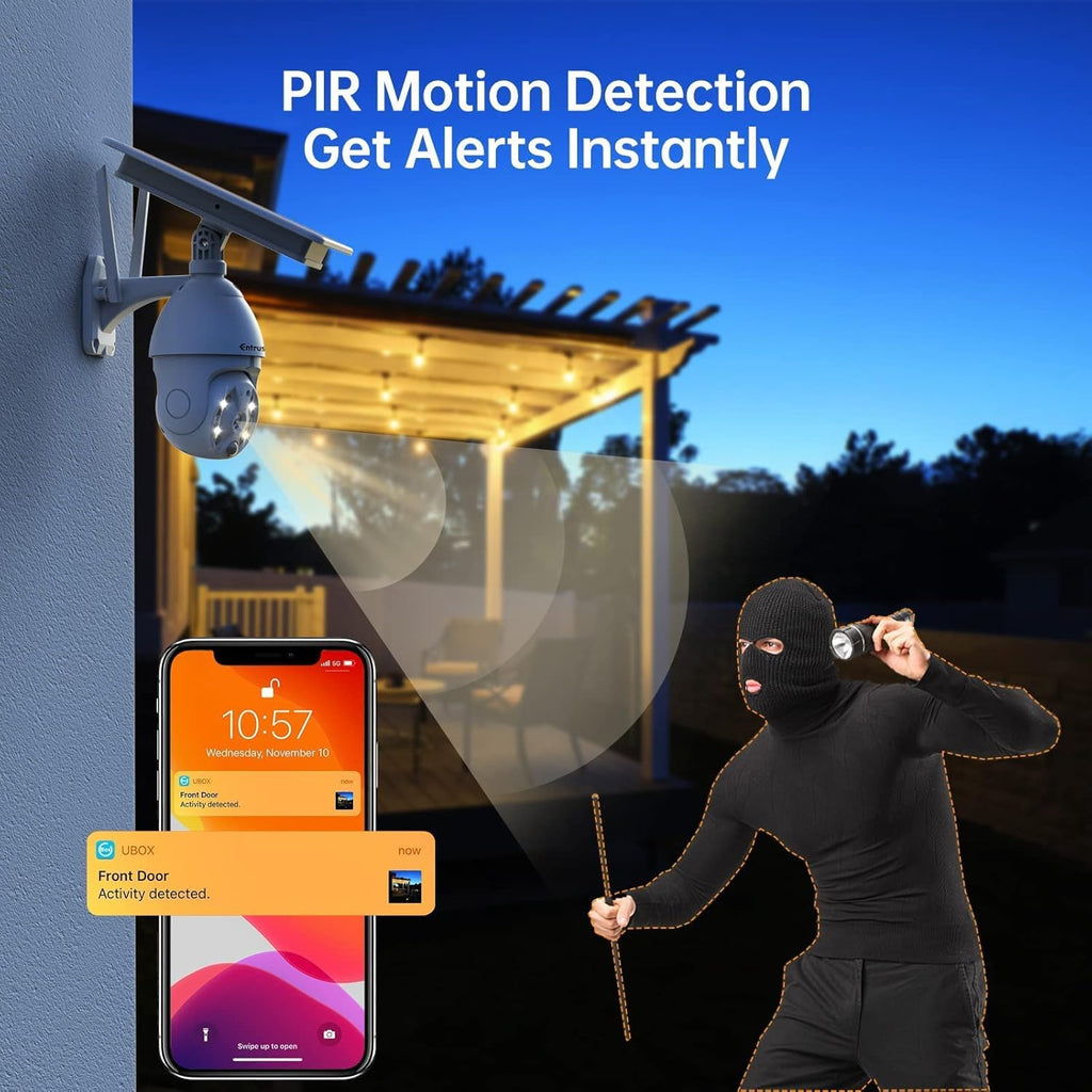 Solar Security Camera Wireless Outdoor 360° Pan Tilt WiFi Solar Powered Camera IP66 Waterproof O617