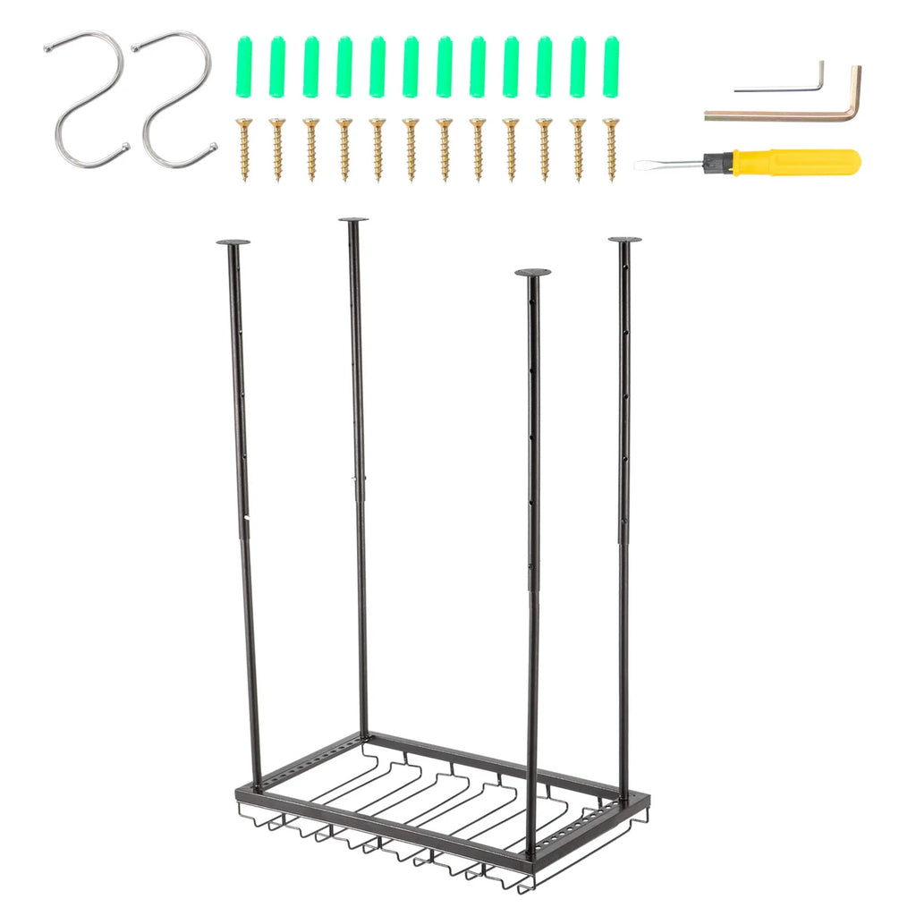 Black Wall-Mounted Wine Glass Rack Y216