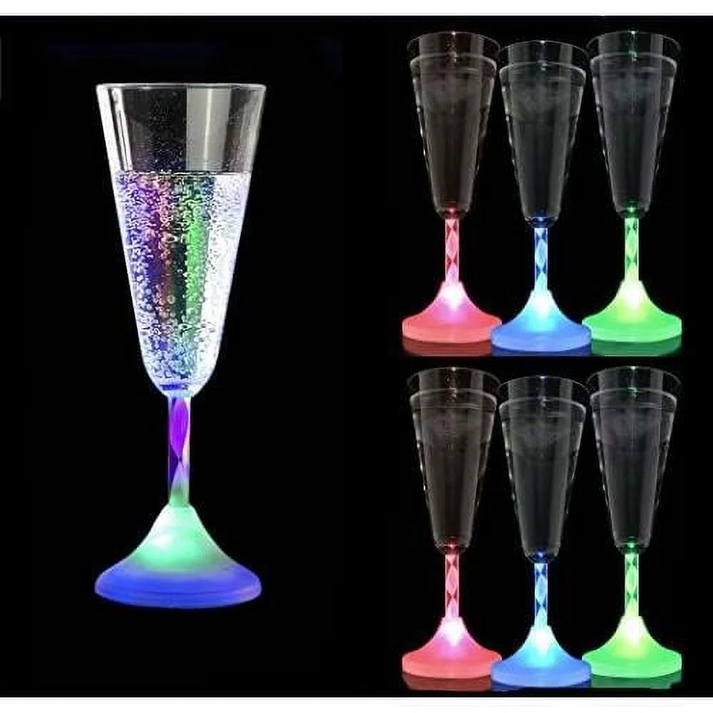 6 Oz LED Light Up Champagne Flutes Set Of 6 P310