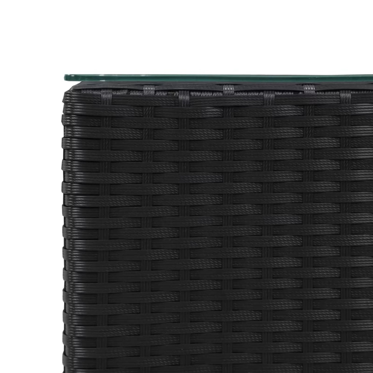Black Poly Rattan Glass Side Table O11319