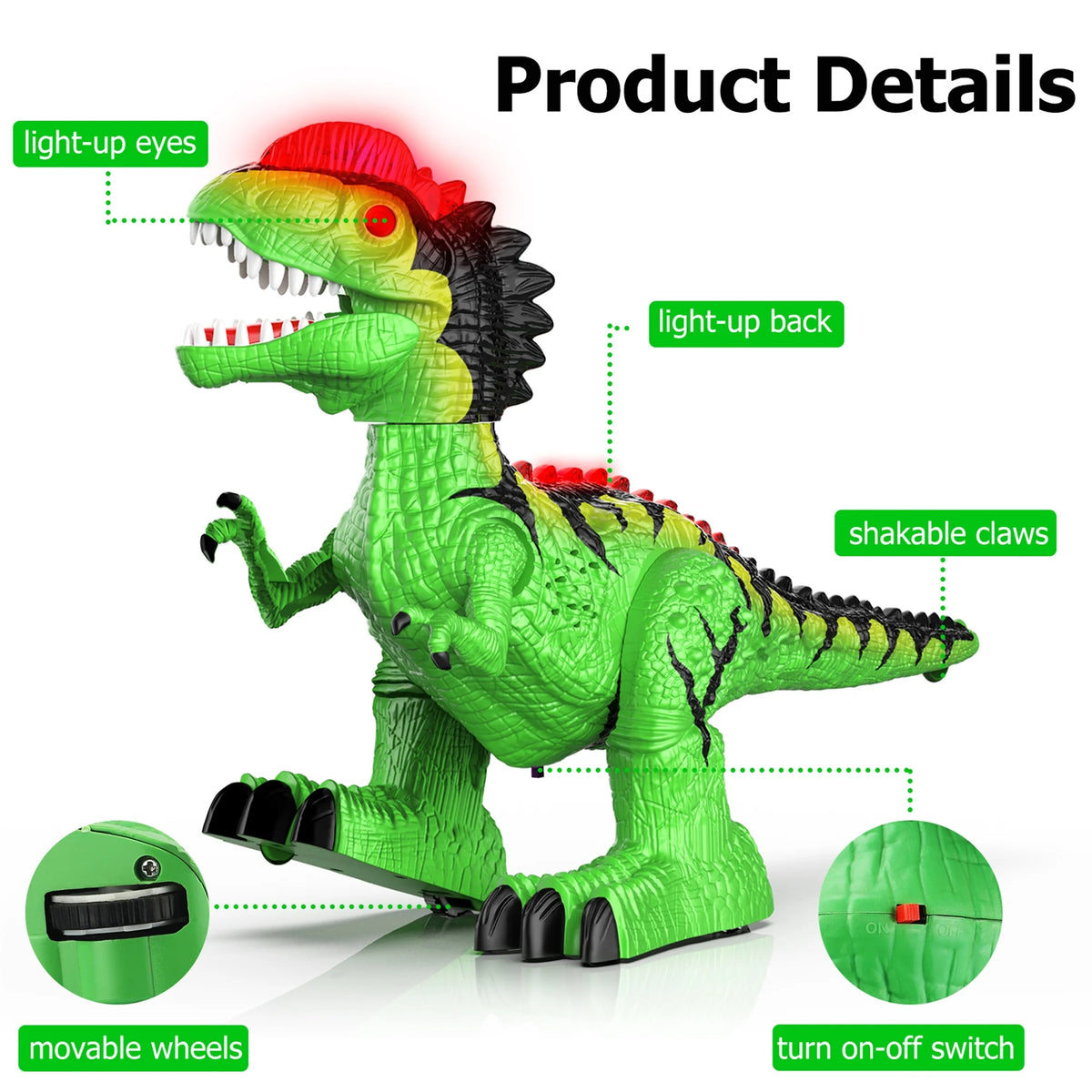 Green RC Giant Dinosaur Robot Toy with 360° Rotation P185626