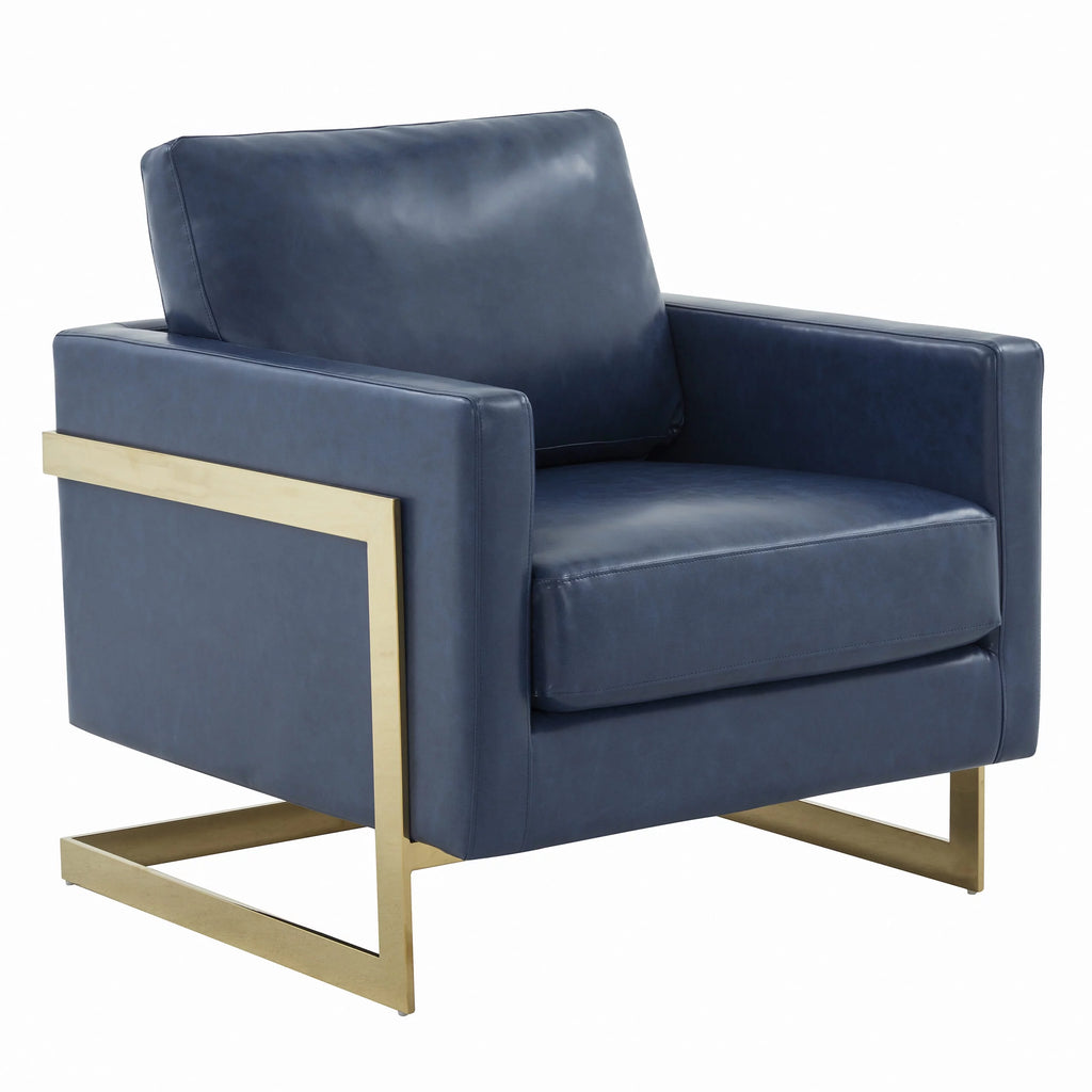 Navy Blue Leather Accent Chair X8657