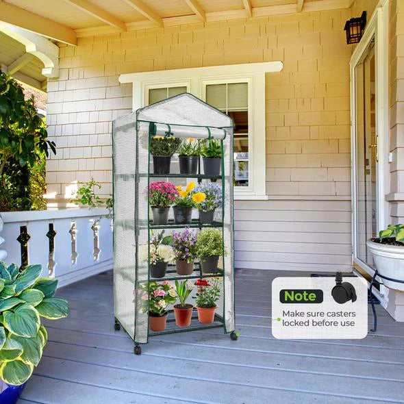 Mini Rolling Greenhouse with Caster Wheels and Shelves U6192