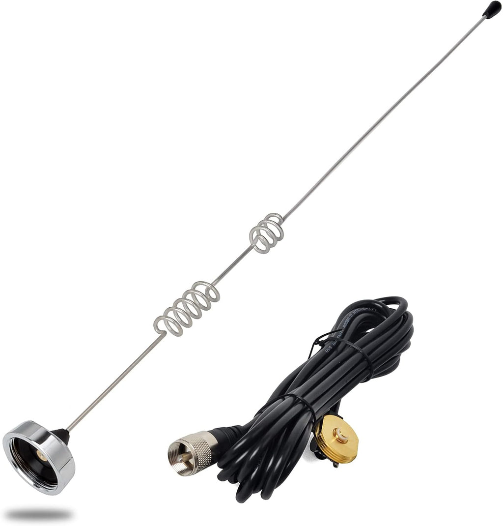 Dual Band NMO Mobile Antenna 144/430Mhz 17inches 150Watt with NMO Mount Bracket RG58 Coaxial Cable Y74983