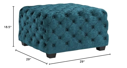 Dark Teal Velvet Ottoman E840