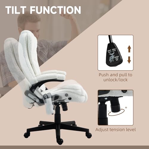 White Velvet High Back Reclining Office Chair with Remote W6196