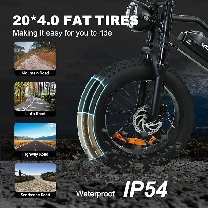 20" Fat Tire Electric Mountain Bike with 48V 18.2AH Battery C914565