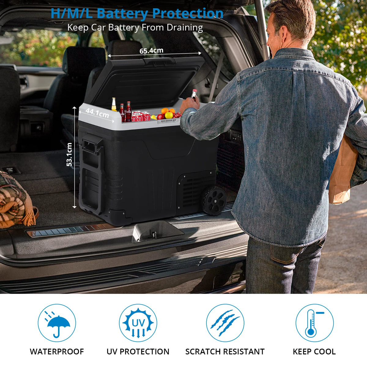 12 Volt 53 Quarts Portable Car Refrigerator Freezer H56472