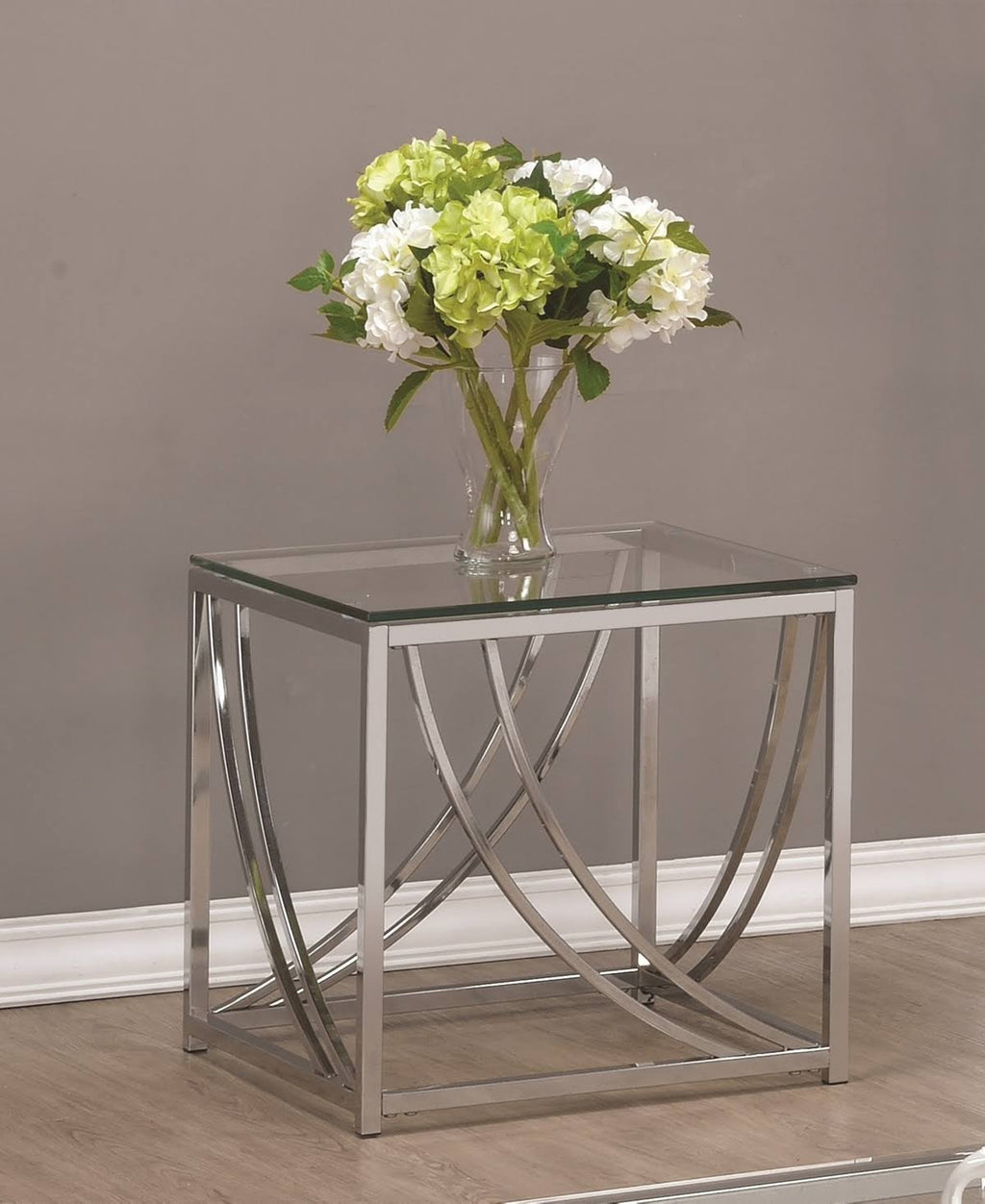 Silver Square End Table with Swoop Accents P899804