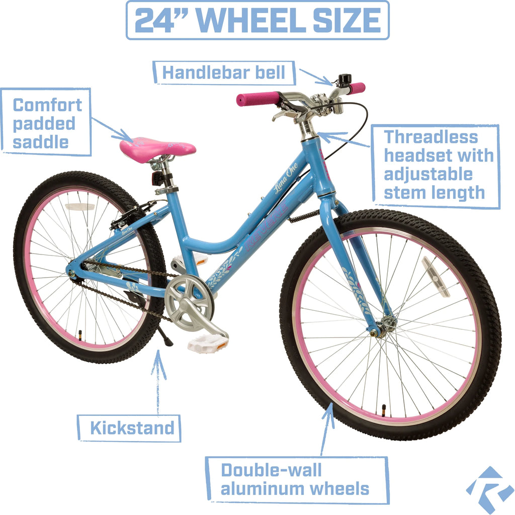 24" Girls Cruiser Bicycle, Lightweight Aluminum Frame J988