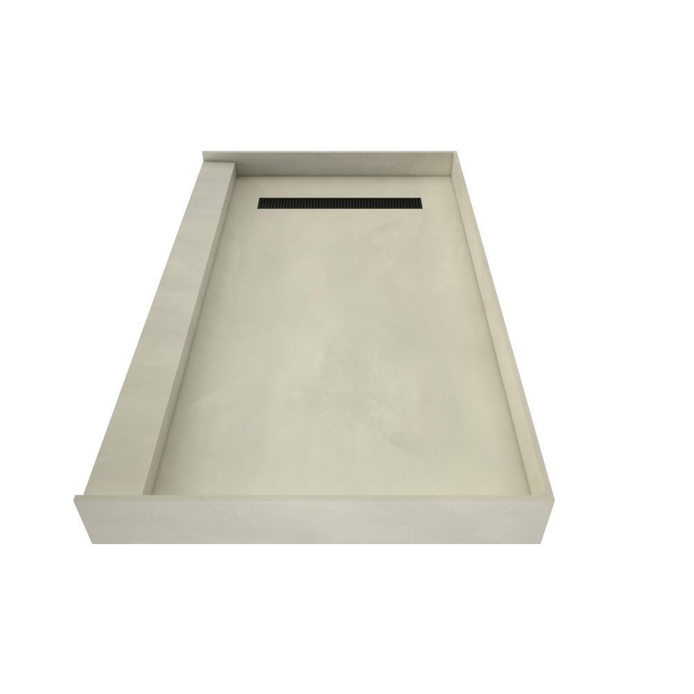Matte Black Single Threshold Shower Base with Left Drain A934992