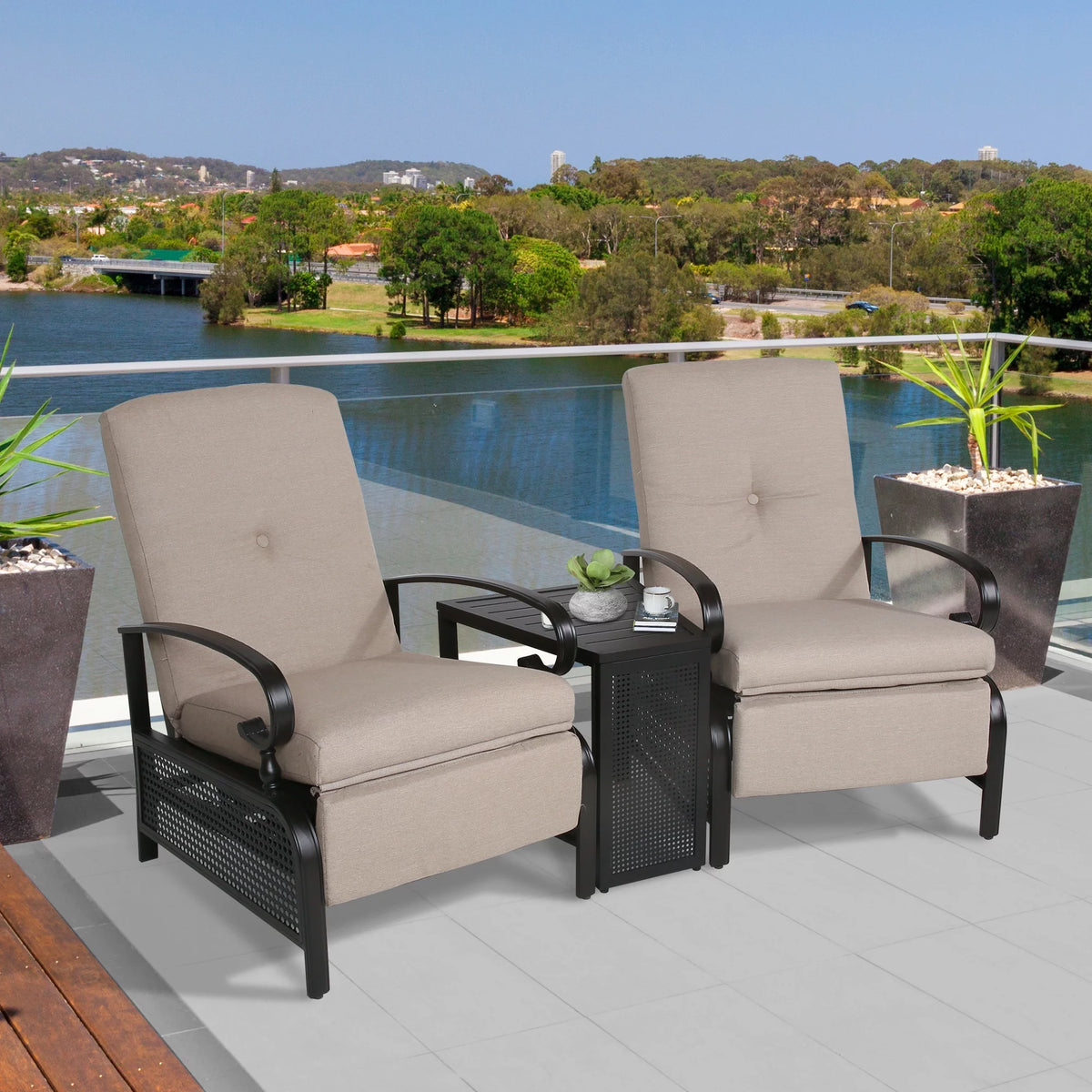 3 Pieces Metal Recliner Conversation Set R834