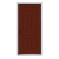 30 in. x 80 in. 6-Panel Red Painted Steel Prehung Right-Hand Inswing Front Door with Brickmould B8581