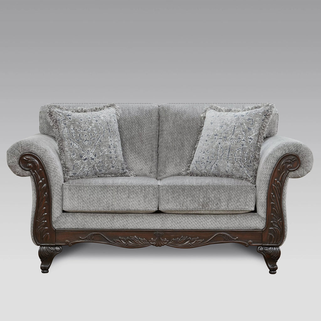 Gray Polyester Sofa and Loveseat Set C343