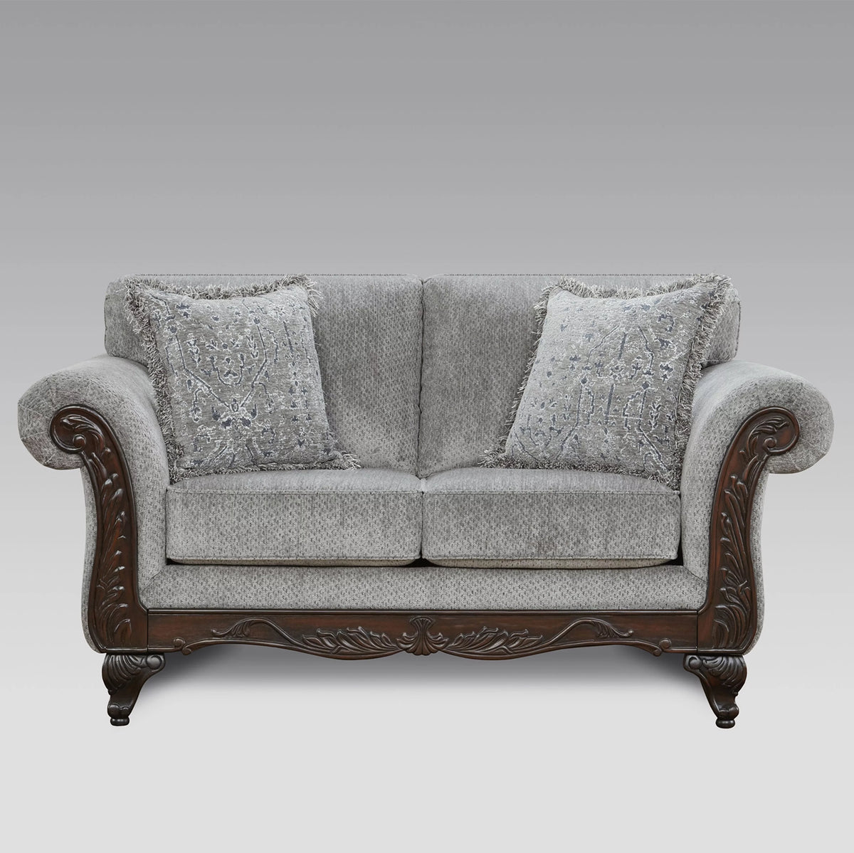 Gray Polyester Sofa and Loveseat Set C343