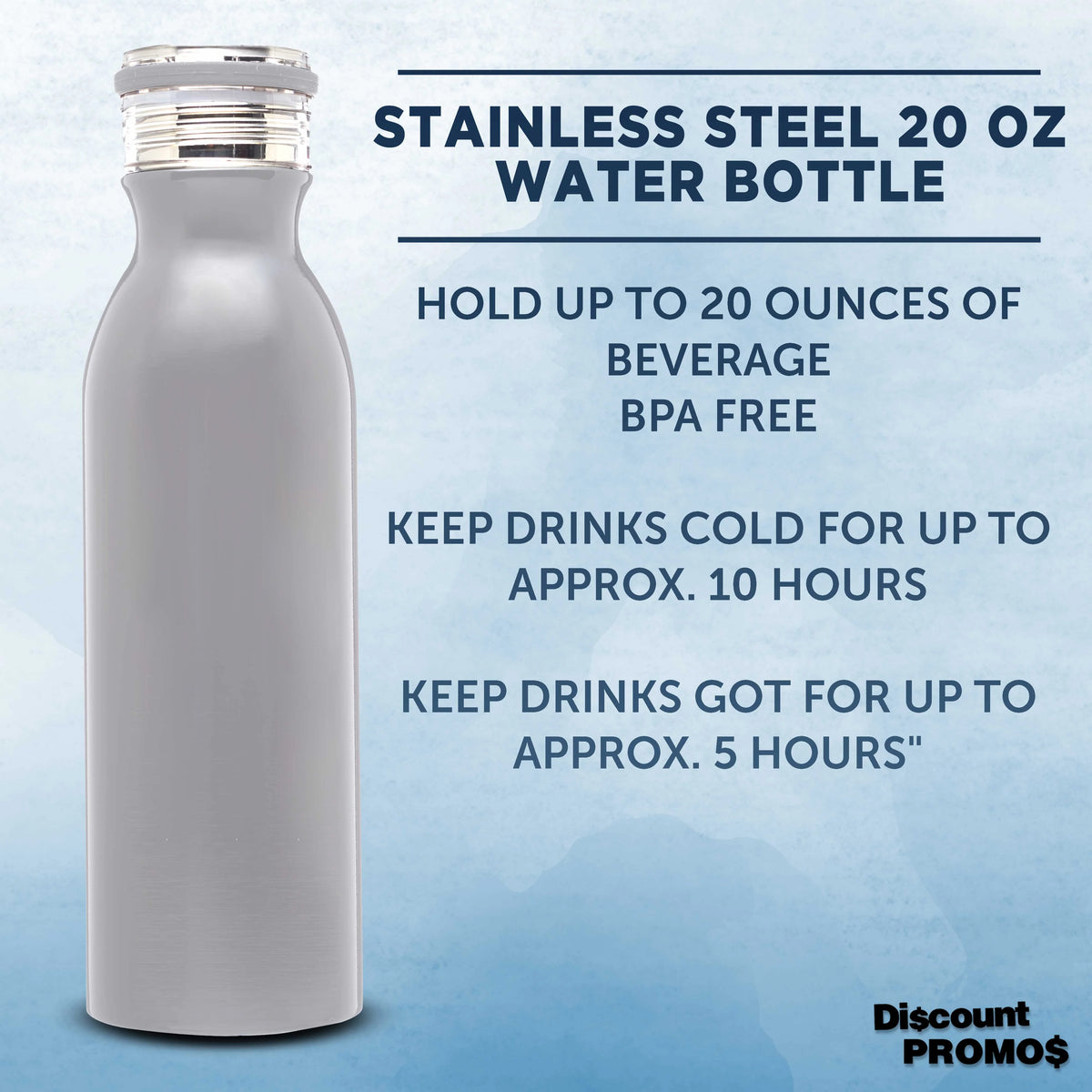 20 oz Set of 6 Stainless Steel Water Bottles U341445