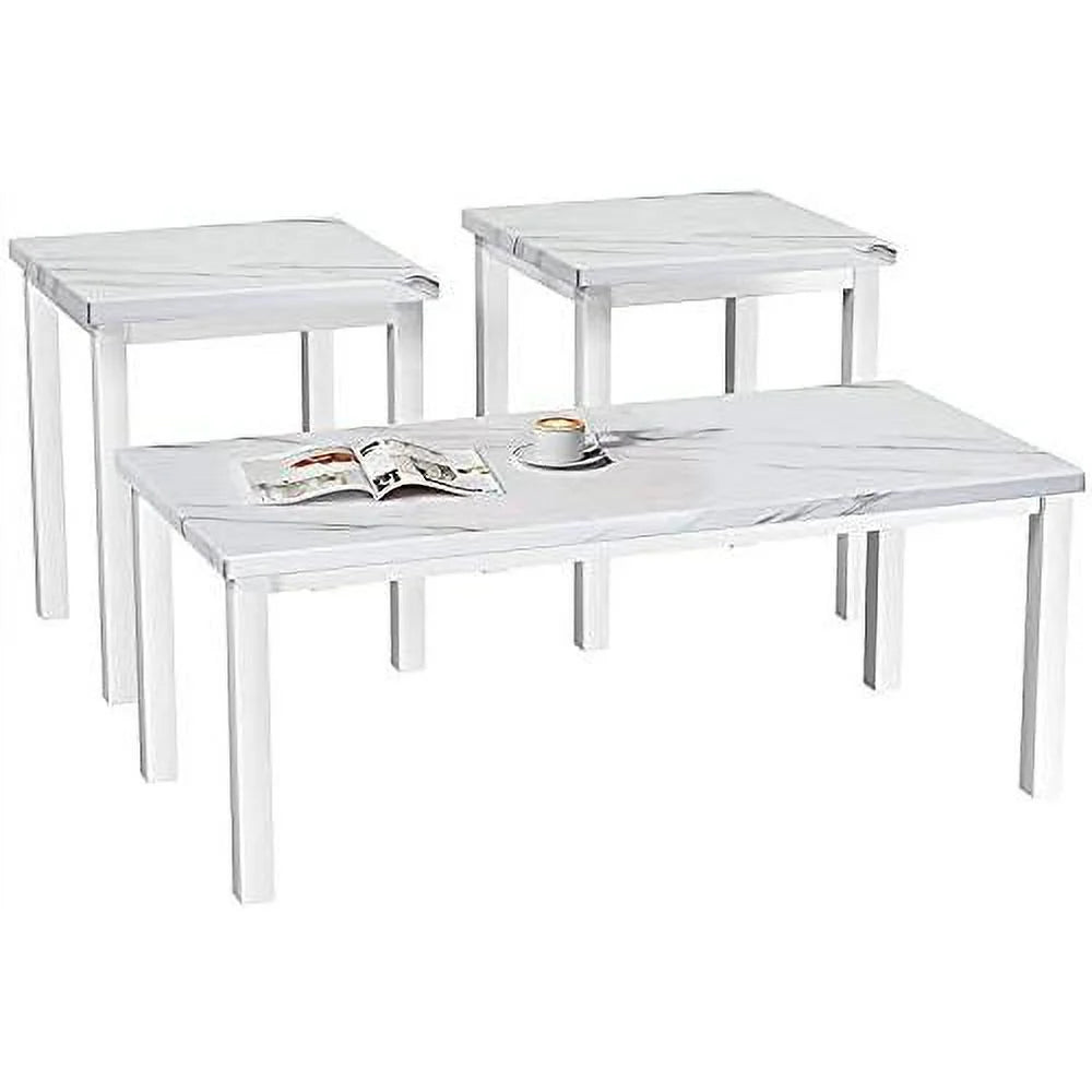 3-Piece Coffee and End Table Set White W93305