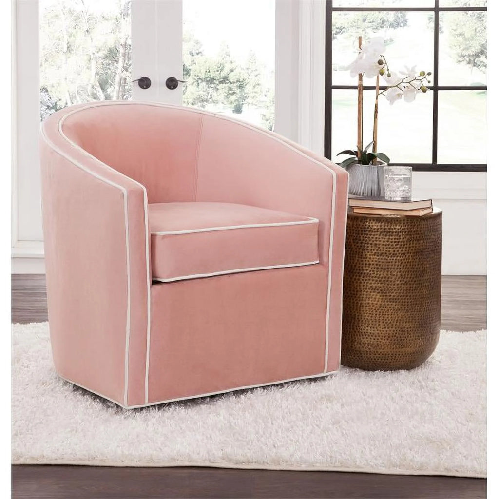 Pink Finish Blush Velvet Swivel Accent Chair G57803