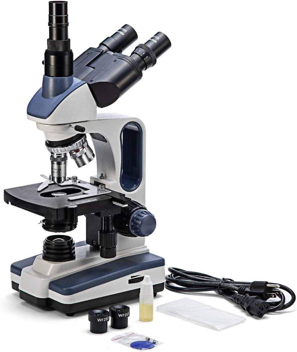 40X-2500X Trinocular Compound Lab Microscope with Wide-Field 10X and 25X Eyepieces T968081