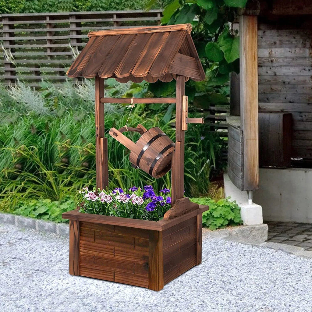 Wood Patio Outdoor Fountain with Adjustable Flow Submersible Electric Pump R653963