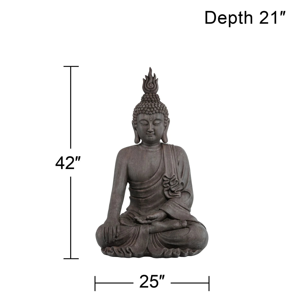 Large Sitting Buddha Statue Sculpture Stone Gray Finish 42" Tall Z837