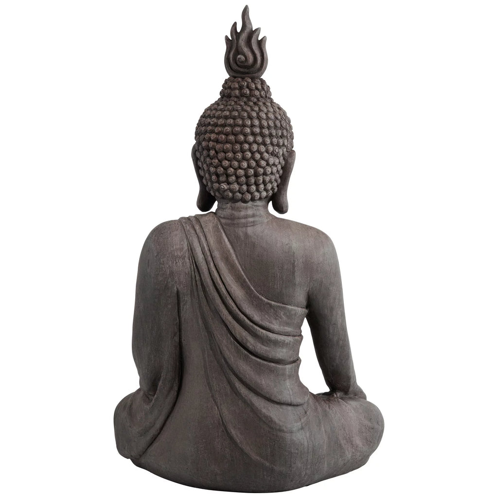 Large Sitting Buddha Statue Sculpture Stone Gray Finish 42" Tall Z837