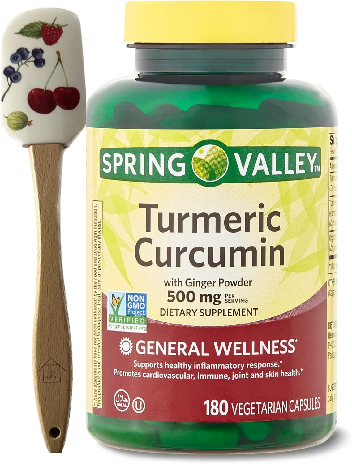 Turmeric Curcumin with Ginger Powder Dietary Supplement, 500 mg, 180 Count C405
