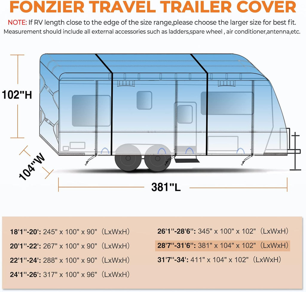 Heavy Duty 5 Layers Anti-UV Travel Trailer Cover S9690
