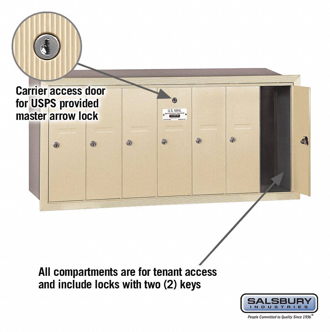 7 Door Sandstone Recessed Mounted Vertical Mailbox I800