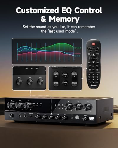 1000W Peak Power 6 Channel Audio Amplifier with Bluetooth 5.3 N831129