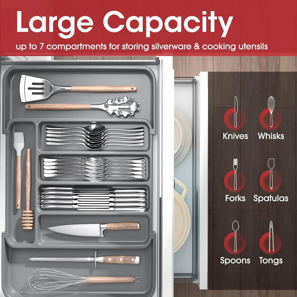 Grey Adjustable Kitchen Drawer Organizer C134100
