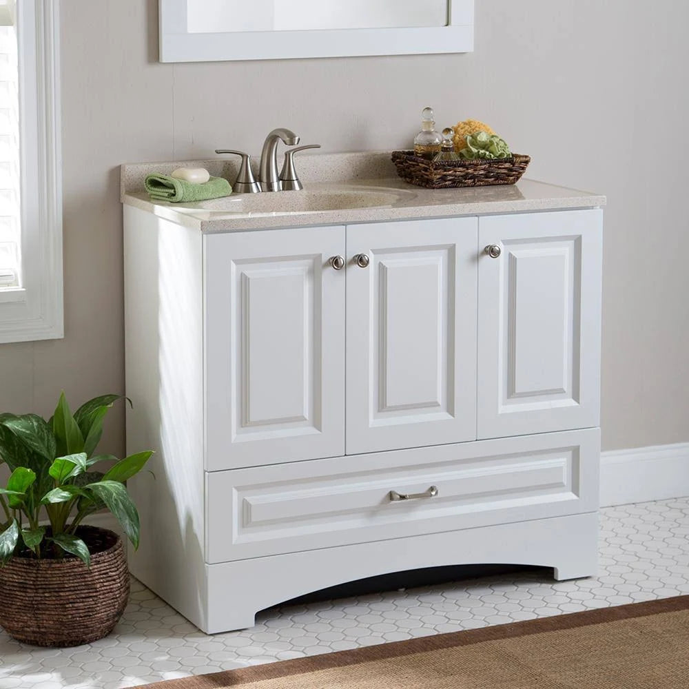 36 in. White Bath Vanity with Vanity Top F325453