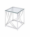 Silver Square End Table with Swoop Accents P899804