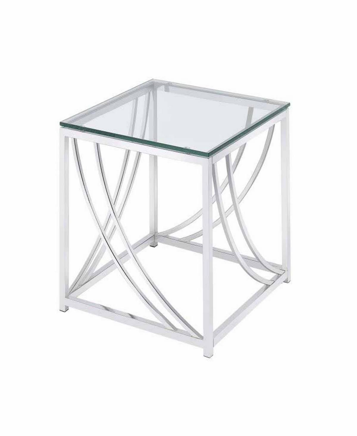 Silver Square End Table with Swoop Accents P899804