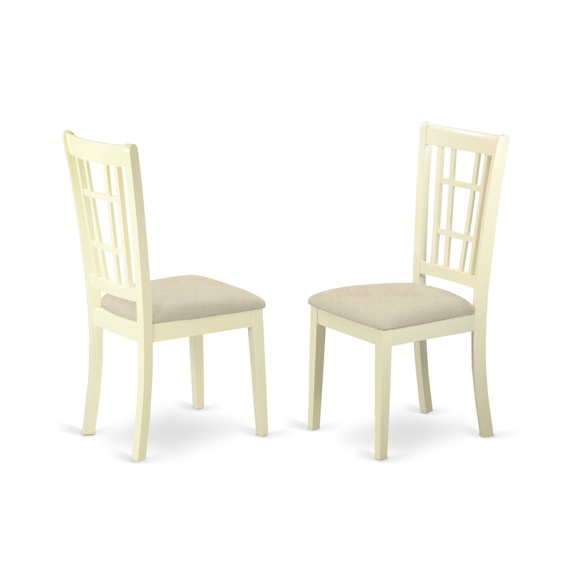 Buttermilk u0026 Brown Finish Wood Seat Dining Chair, Set of 2 R691