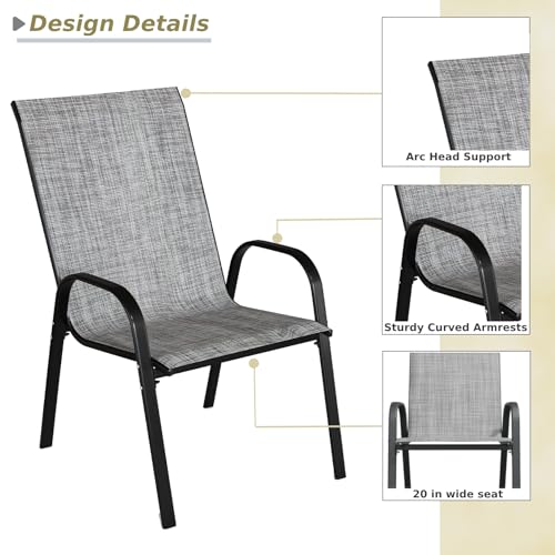 Grey Set of 4 Stackable Patio Dining Chairs M1304