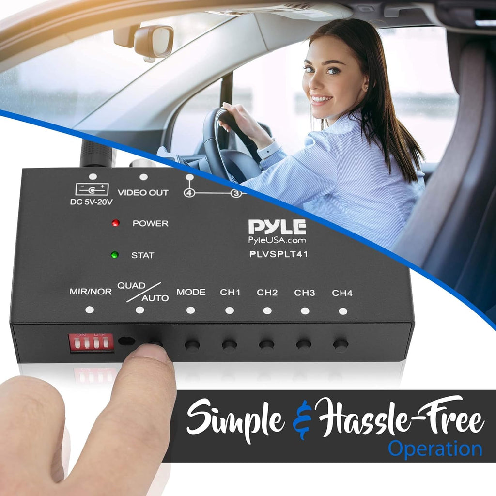 4-Channel Car Video Splitter Controller with Quad Selectable for Backup Camera Video Monitor Systems A5309