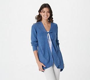 Ribbed Eyelash Cardigan, Size 4X, Bijou Blue R148