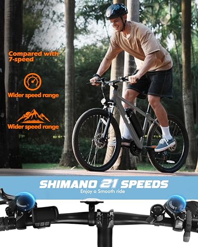 21-Speed Lightweight Electric Mountain Bike with 750W Motor and 375Wh Removable Battery D862