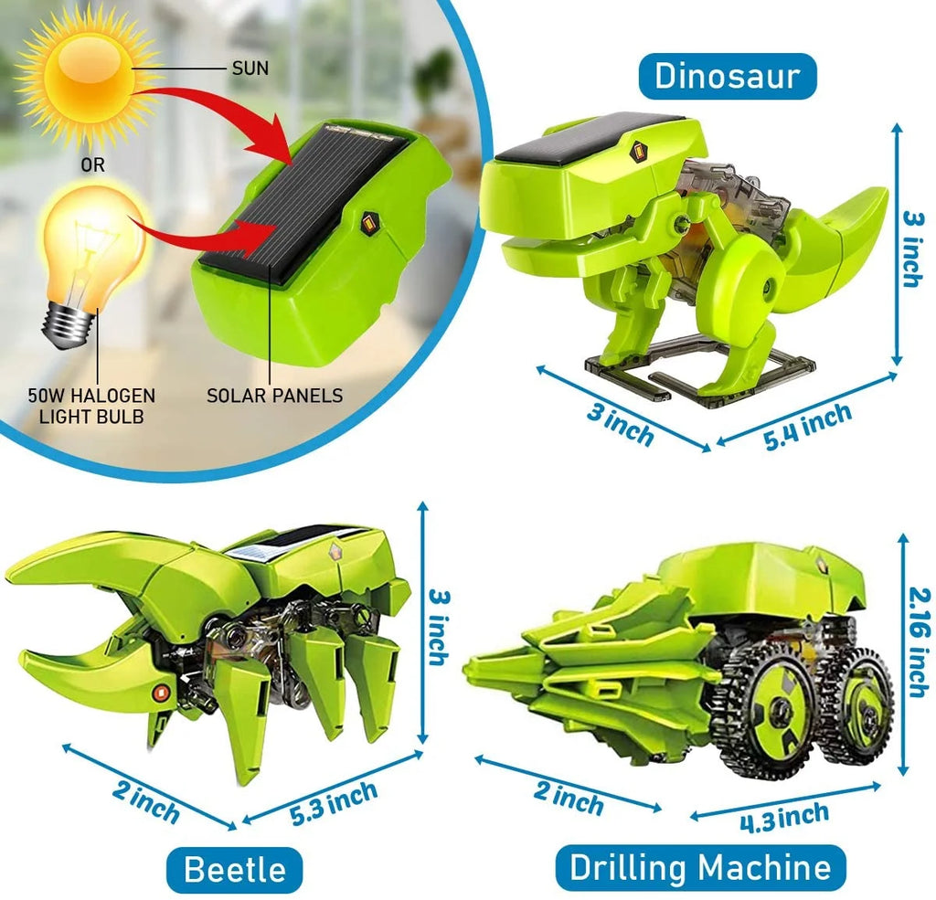 STEM Robot Building Toy Science Kit 3 in 1 Solar Dinosaur Desk Robot Y5090