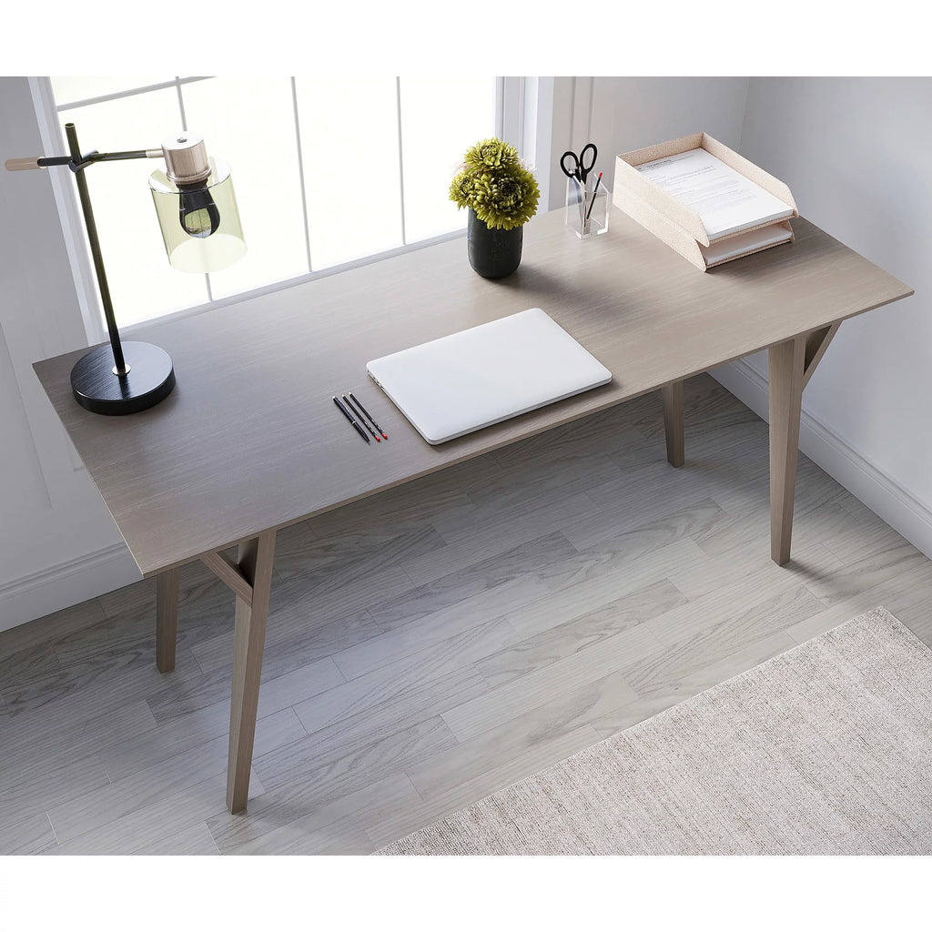 60"W Writing Desk, Light Oak E9385