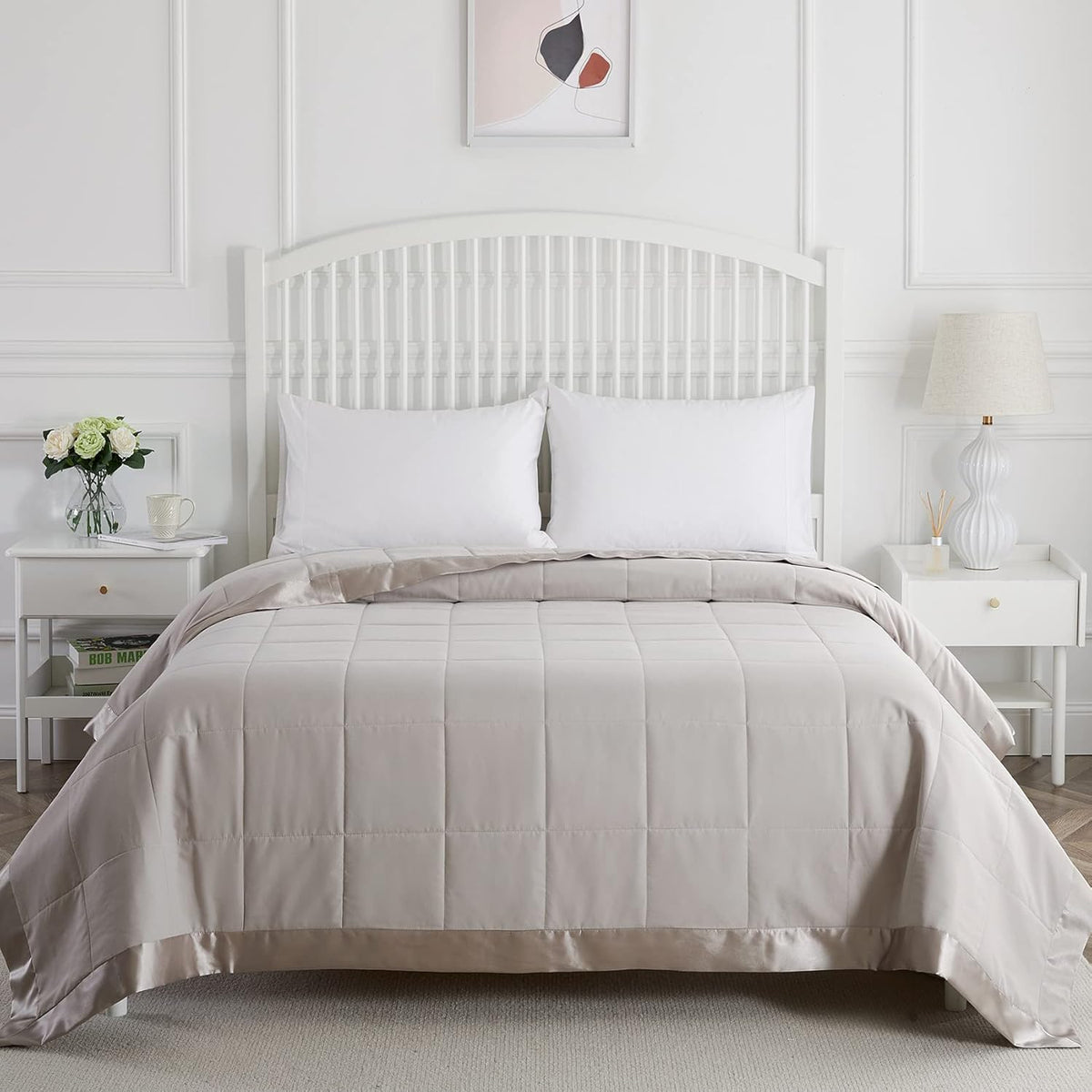 Quilted Down Alternative Blanket with Satin Trim A786295