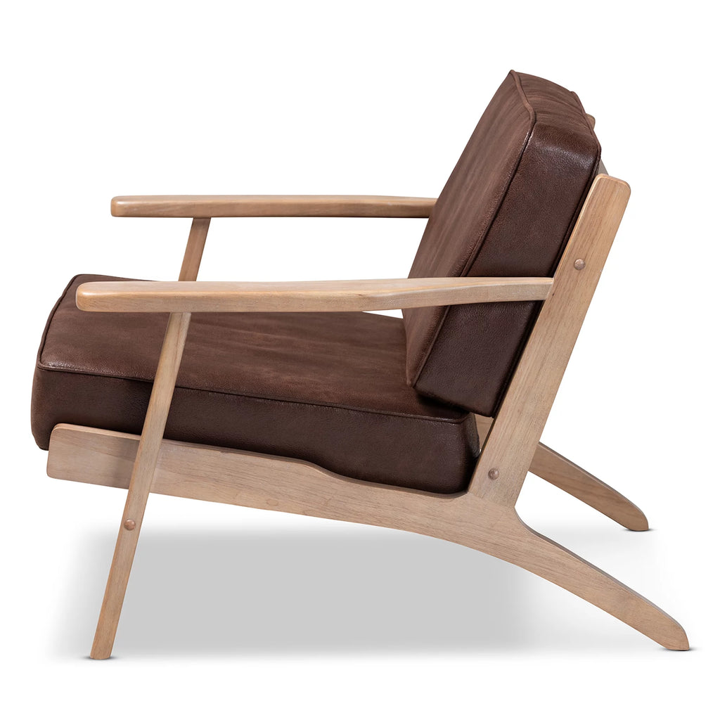 Dark Brown Faux Leather Armchair Q137979