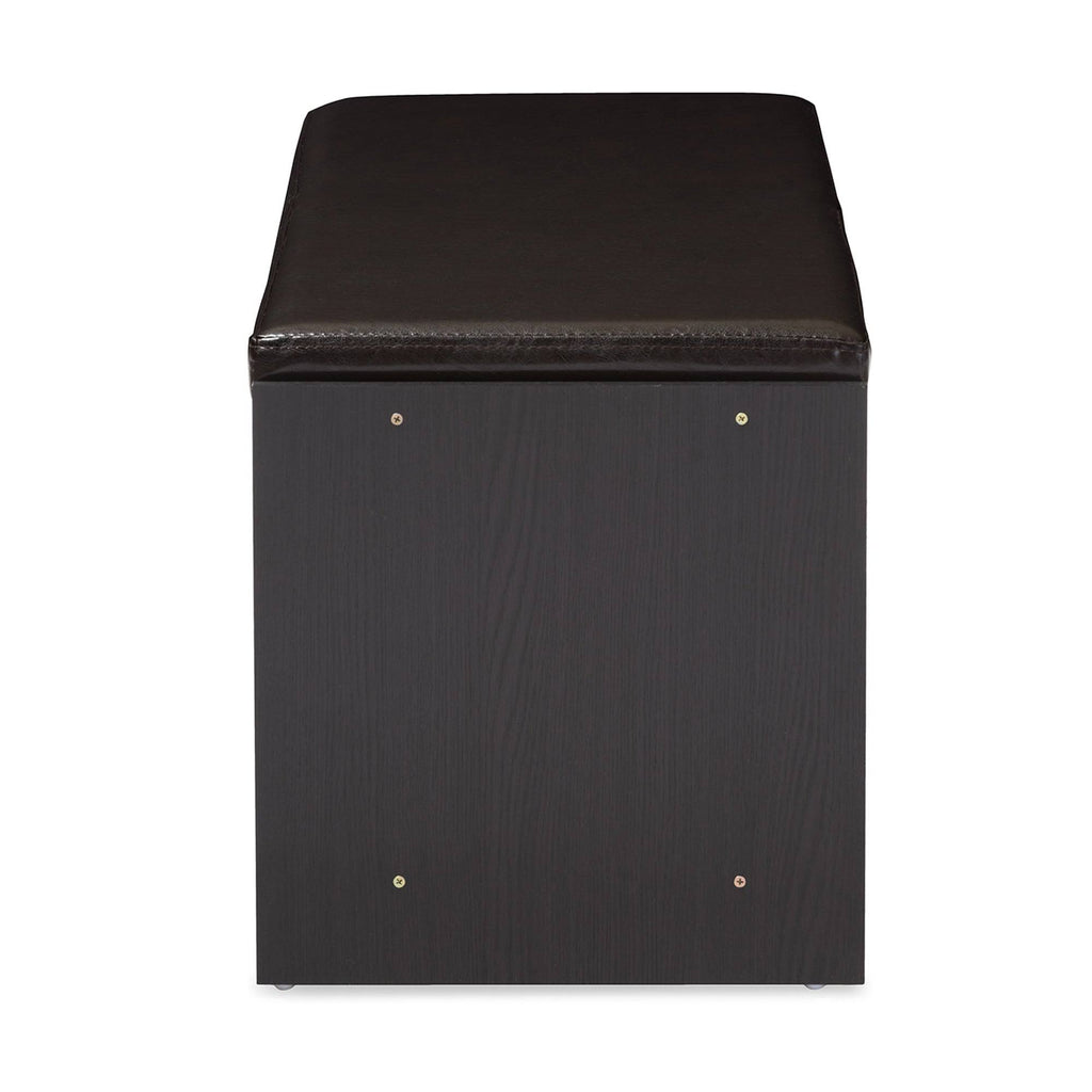 Dark Brown Wood Storage Bench Organizer Y7775