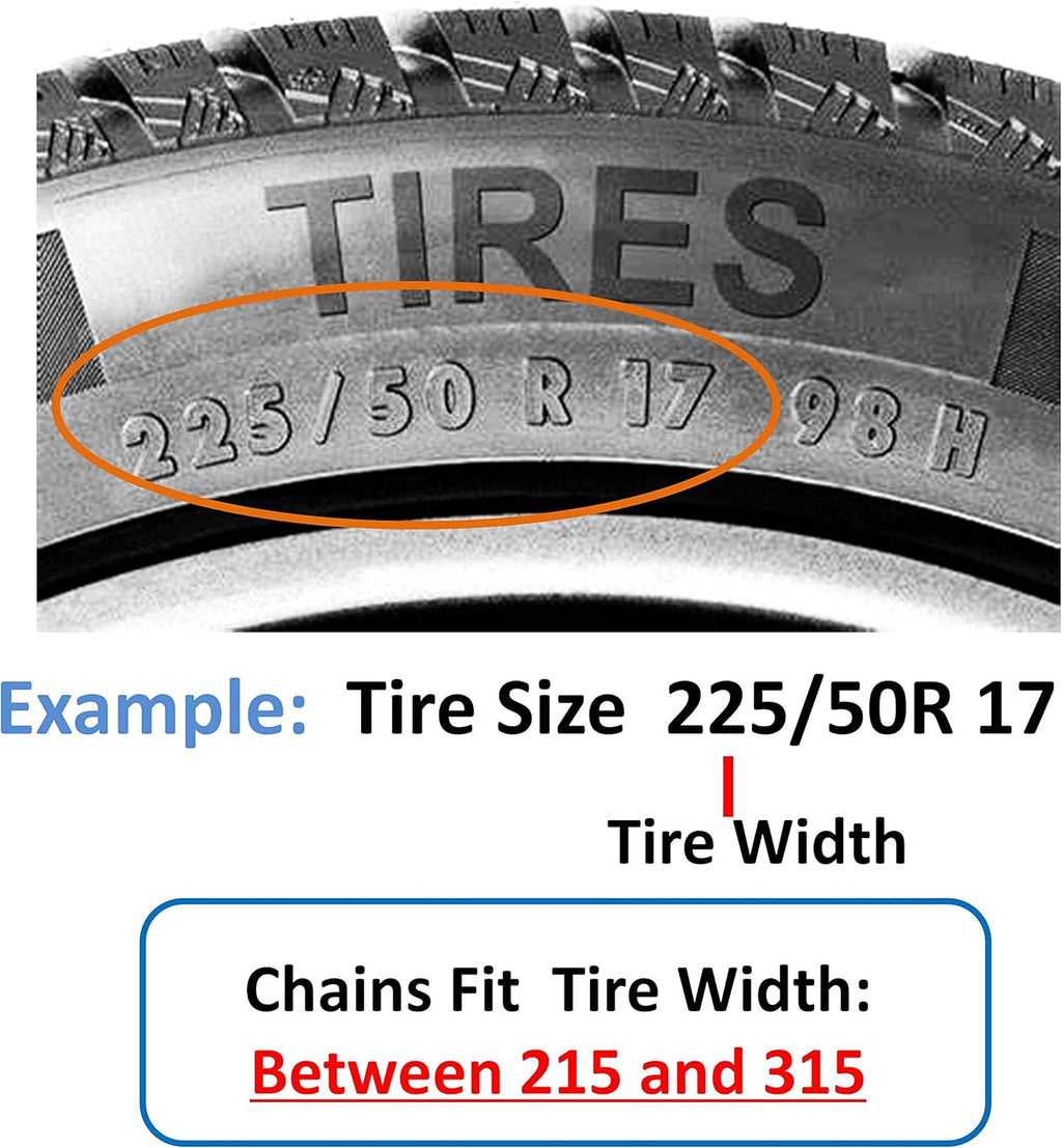 Snow Chains for Car, Truck, SUV, Tire Width 215-315 mm, 6 Pack E7873